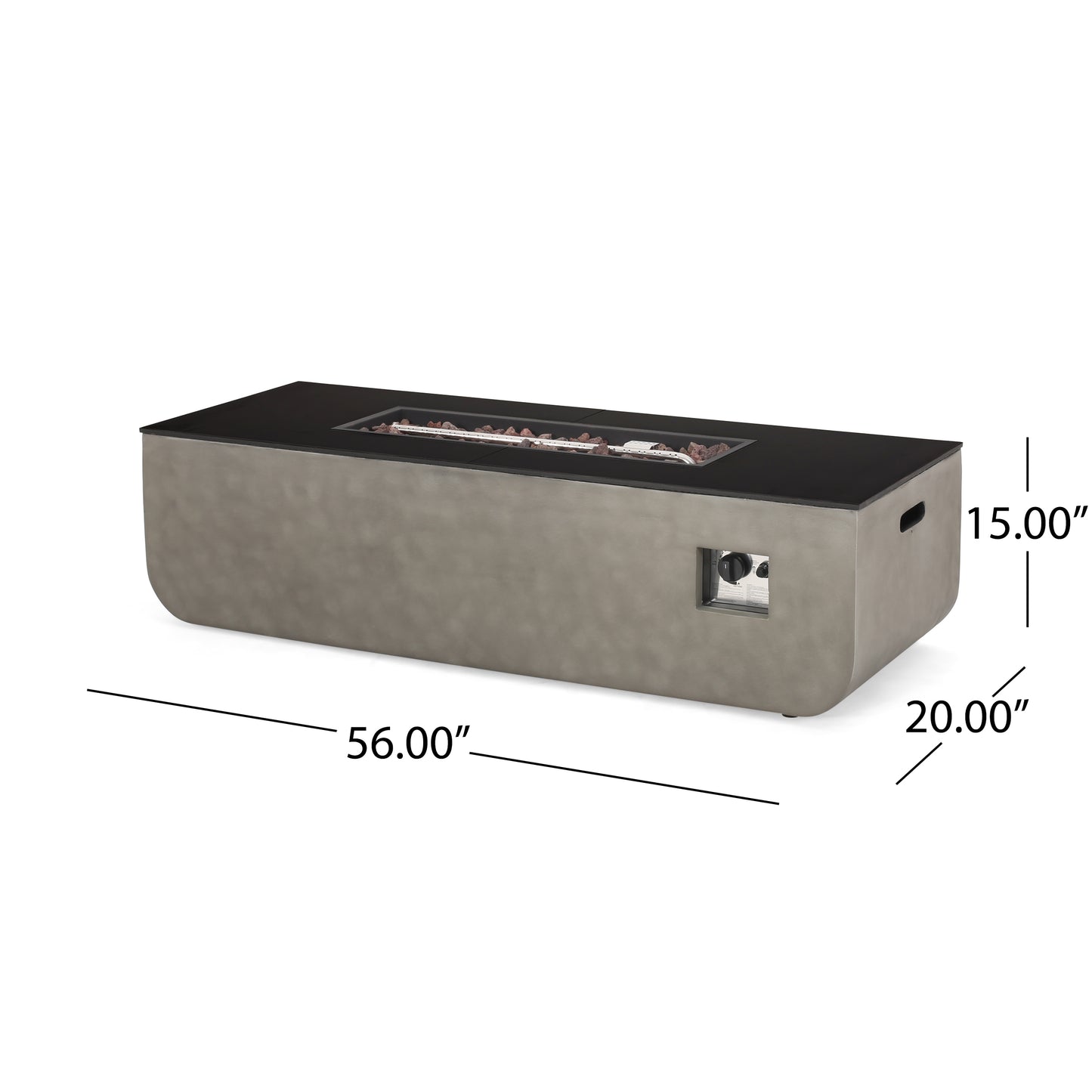 Coolbibila 56" Outdoor Patio Concrete Fire table, Rectangle Gas Burning Fire Pit - 50, 000 BTU