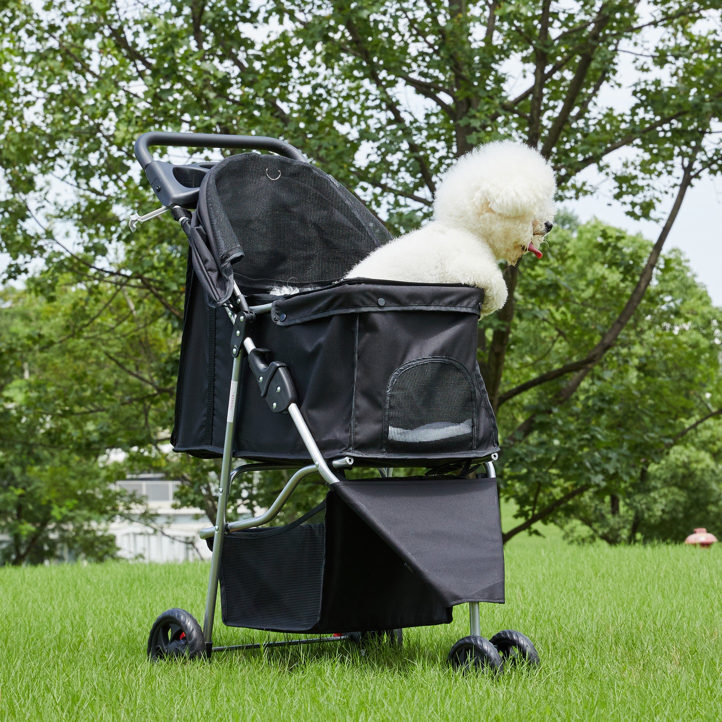 Pet Stroller for Dogs and Cats Foldable,Lightweight, and Durable Ideal for Small to Medium Pets Includes Storage Basket
