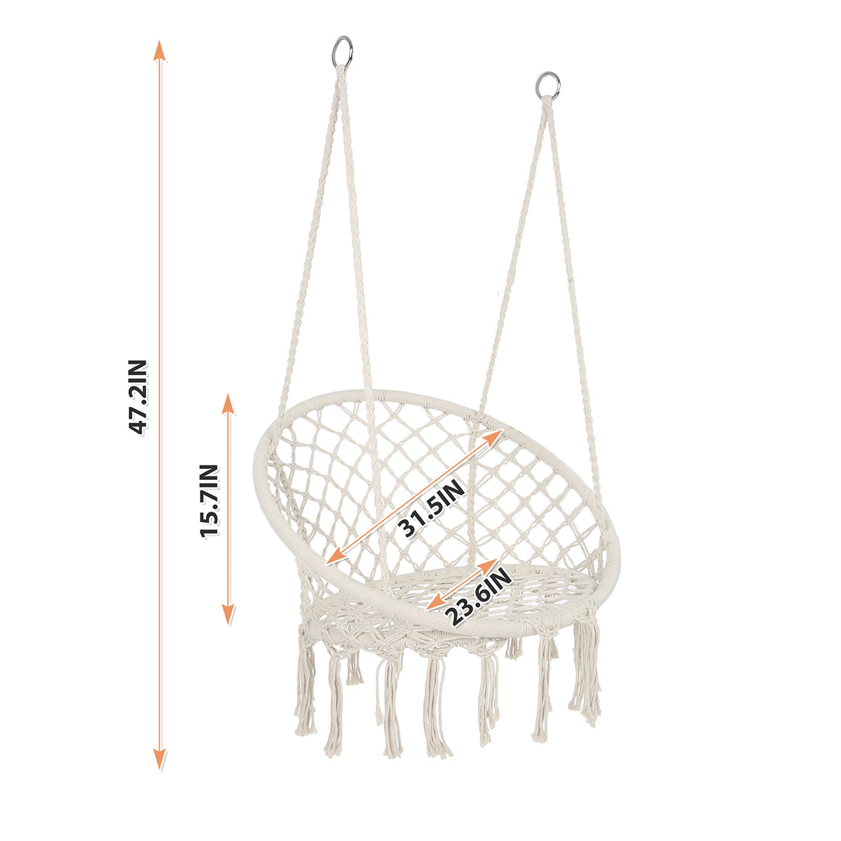 Coolbibila Max 330 Lbs Hanging Cotton Rope Hammock Swing Chai