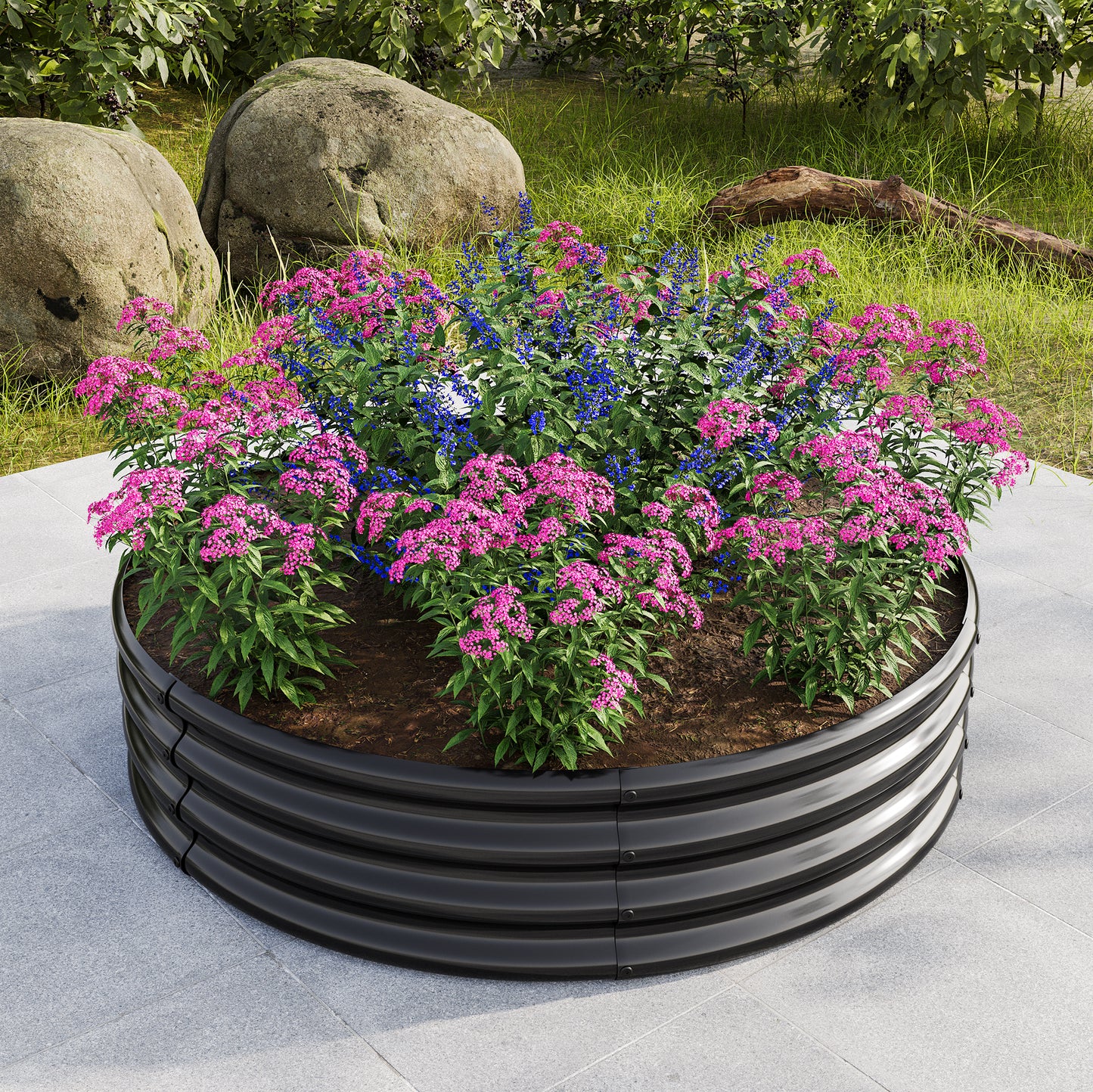 47.24*11.4" Tall Round Raised Garedn Bed,Metal Raised Beds for Vegetables, Outdoor Garden Raised Planter Box, Backyard Patio Planter Raised Beds