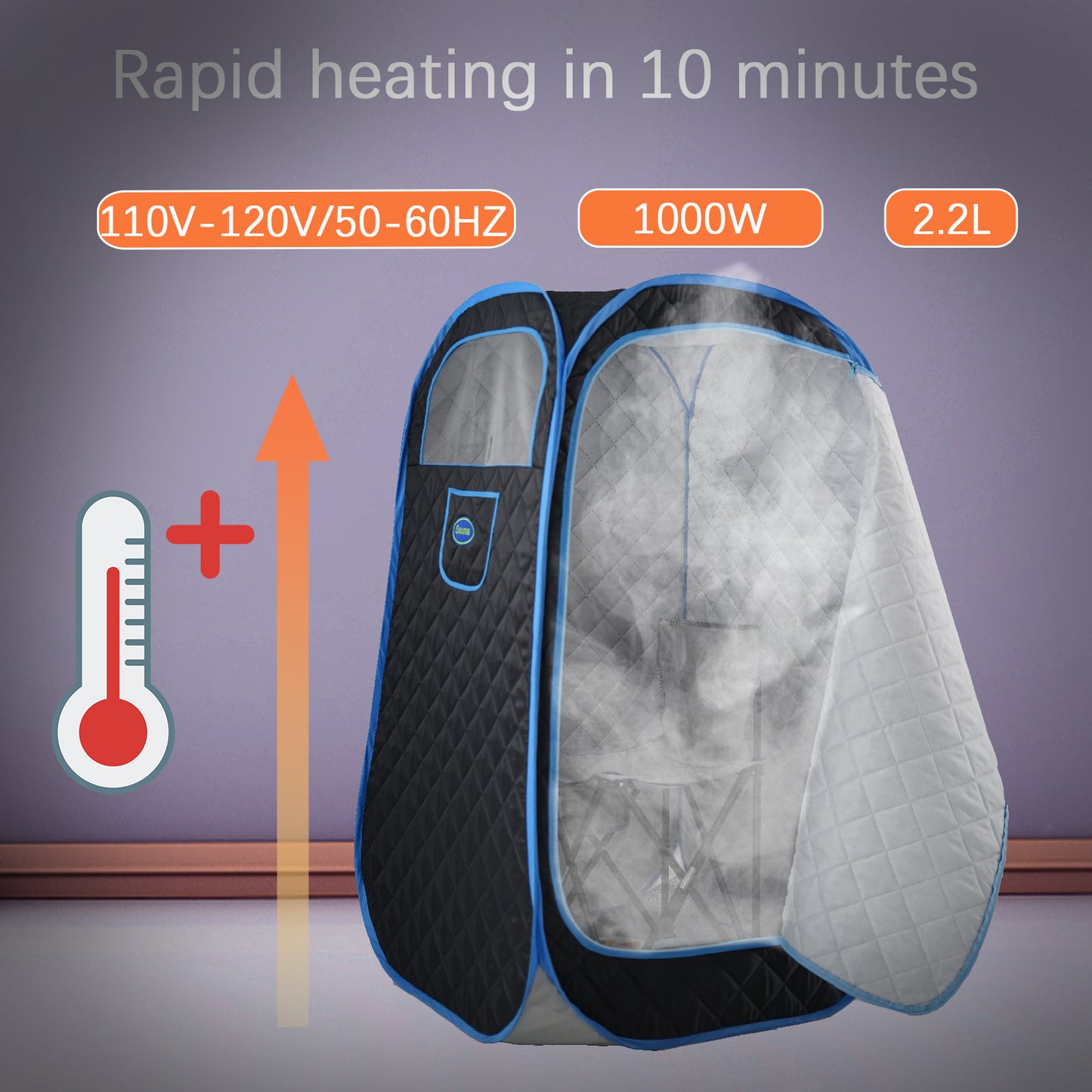Coolbibila Portable Folding Full size Steam Sauna with 1000W&2.2L steam Generator.