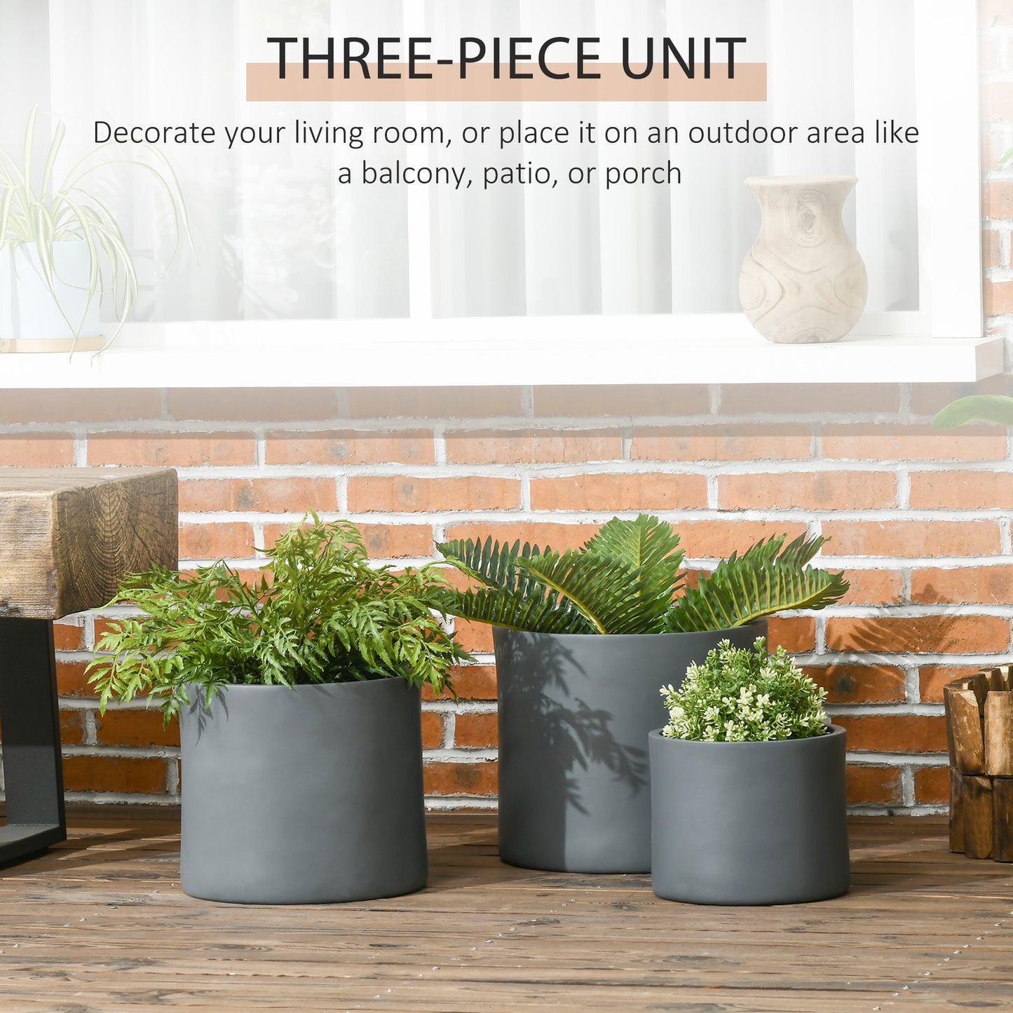 MgO Flower Pots with Drainage Holes, Outdoor Ready & Stackable Plant Pot