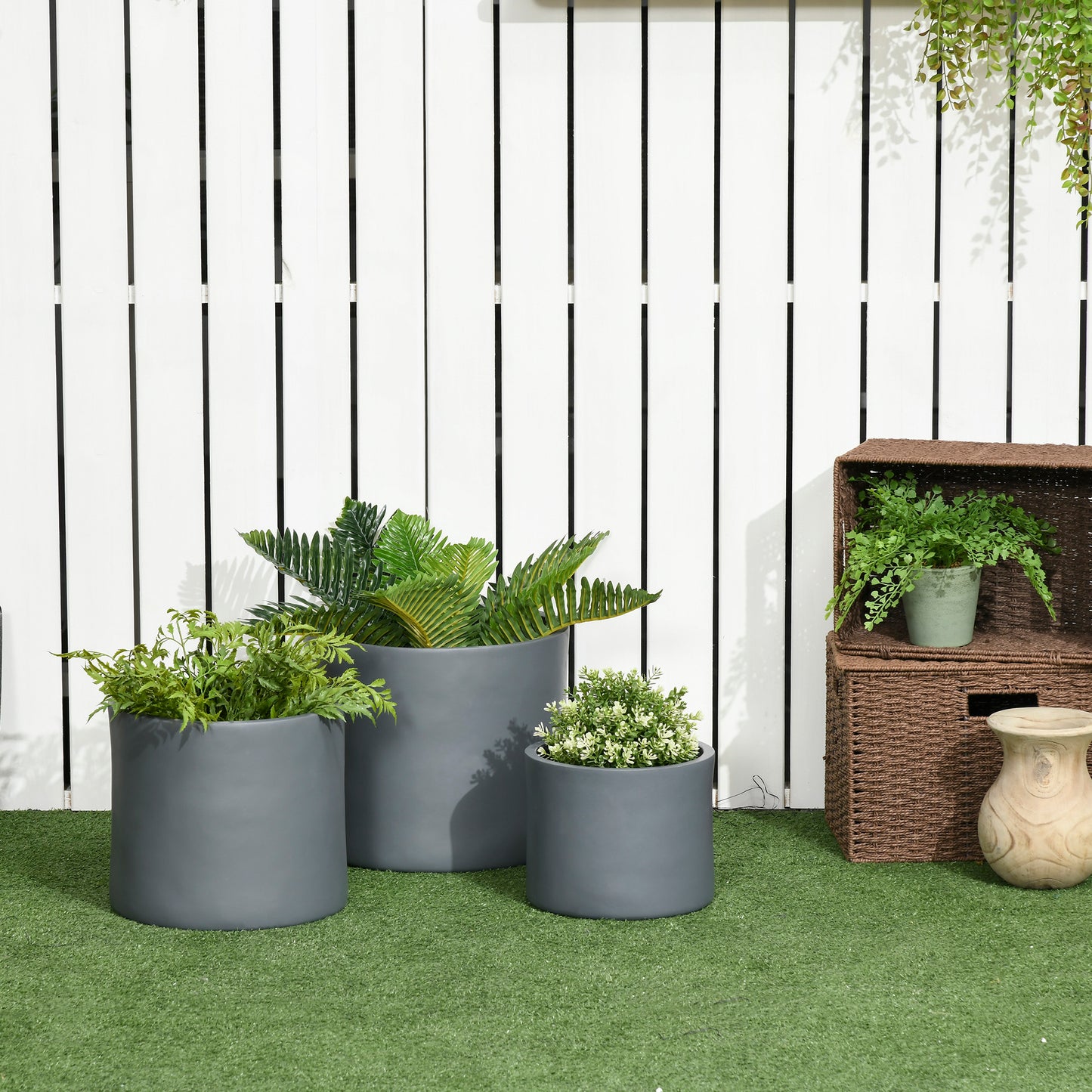 MgO Flower Pots with Drainage Holes, Outdoor Ready & Stackable Plant Pot