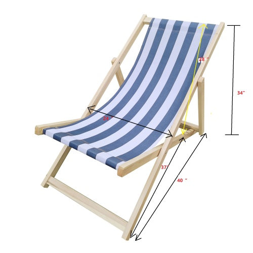 Coolbibila populus wood sling chair blue Stripe Broad blue Stripe folding chaise lounge chair