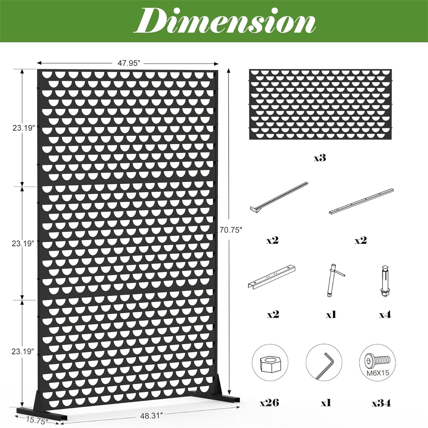 Coolbibila Metal Privacy Screens and Panels with Free Standing