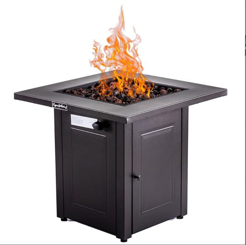 Coolbibila 28in Propane Fire Pits Table, 50000 BTU Gas Square Outdoor Dinning Firepit Fireplace Dinning Tables