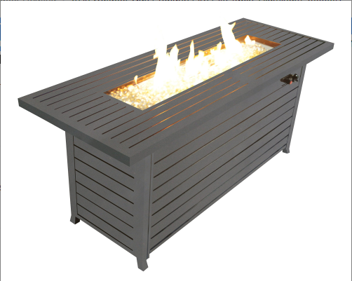 Coolbibila 57in Outdoor Gas Propane Fire Pits Table, Aluminum, 50000BTU Firepit Fireplace Dinning Table