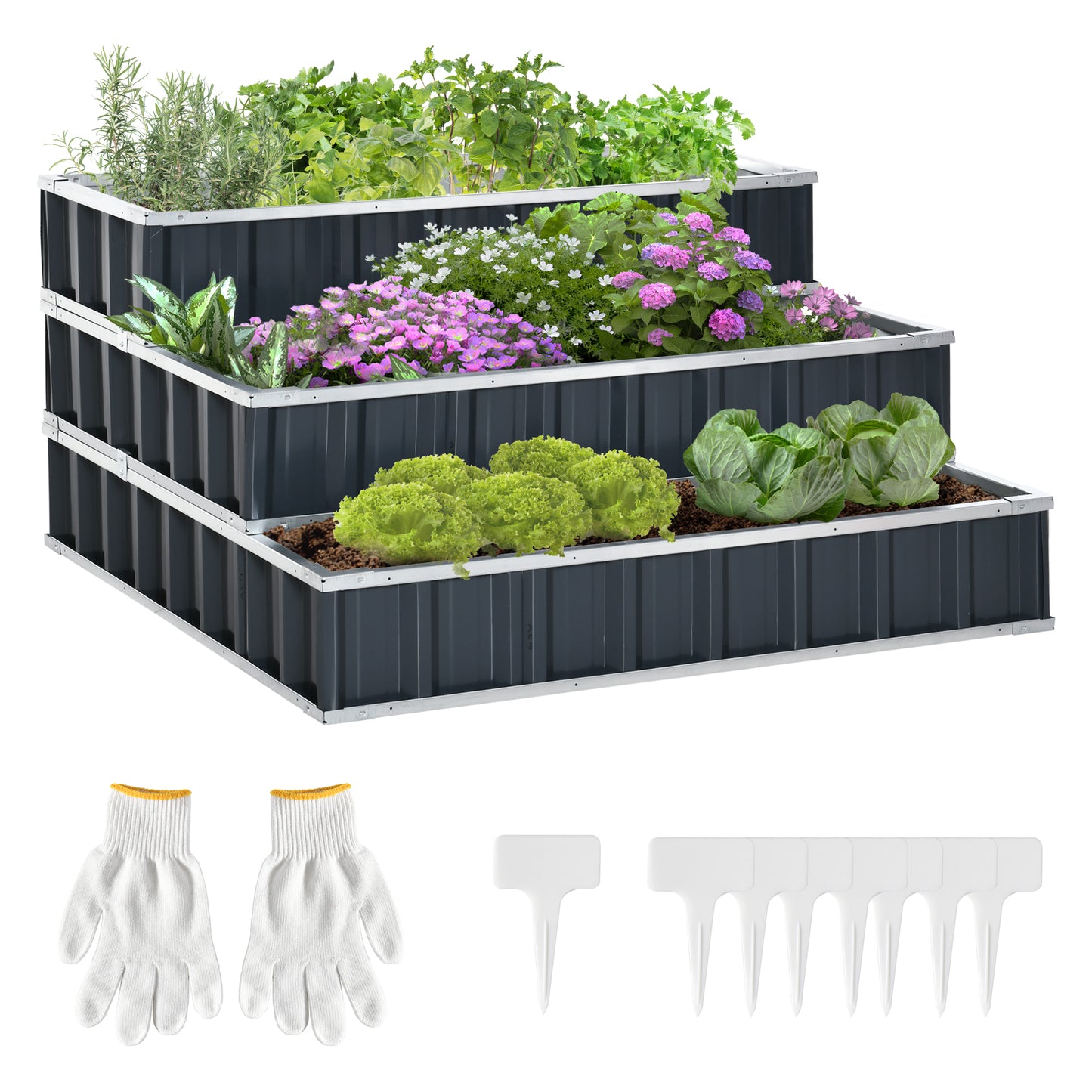 Coolbibila 3 Tier Raised Garden Bed Color Steel Raised Garden Bed