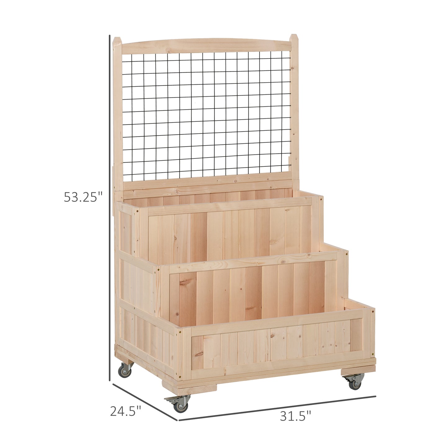 Coolbibila 3-Tiers Raised Garden Bed with Trellis, 53" H Vertical Planter Box