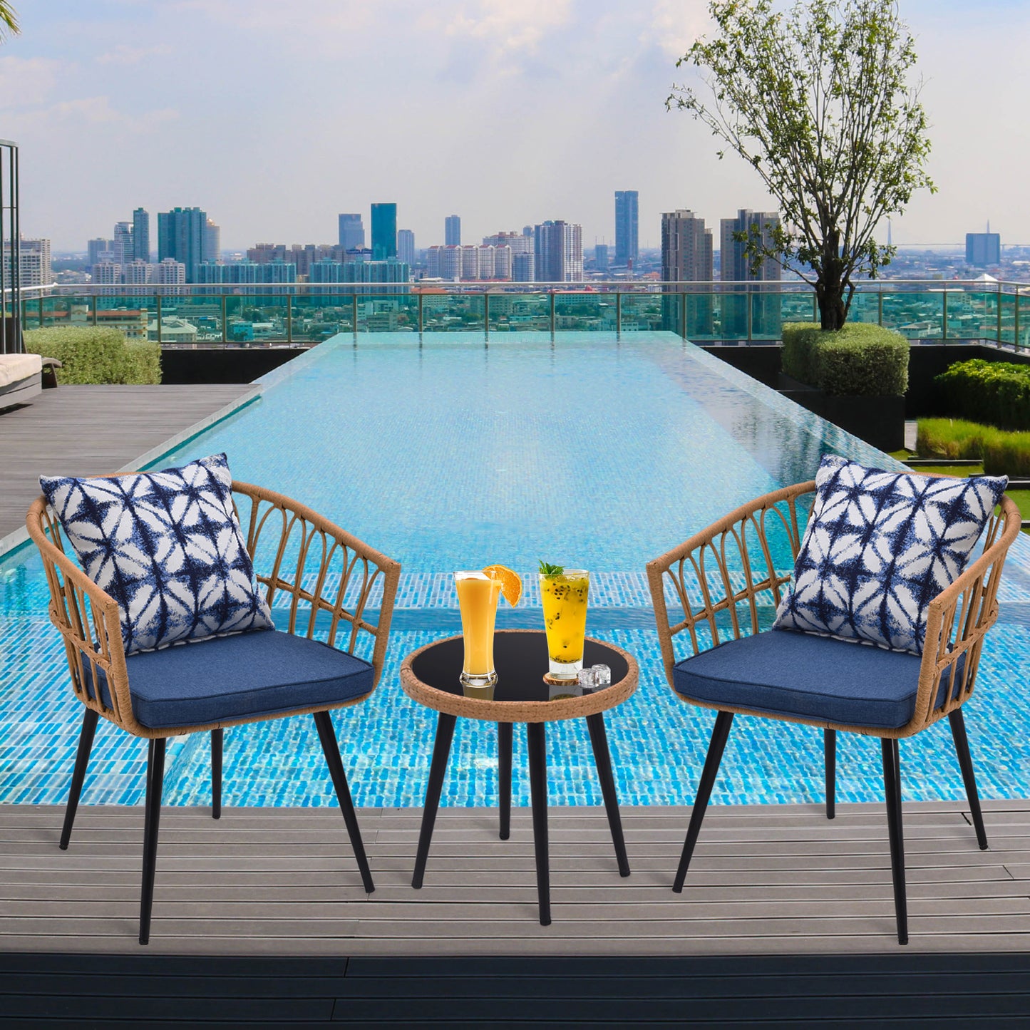 Coolbibila 3 Piece Patio Bistro Set