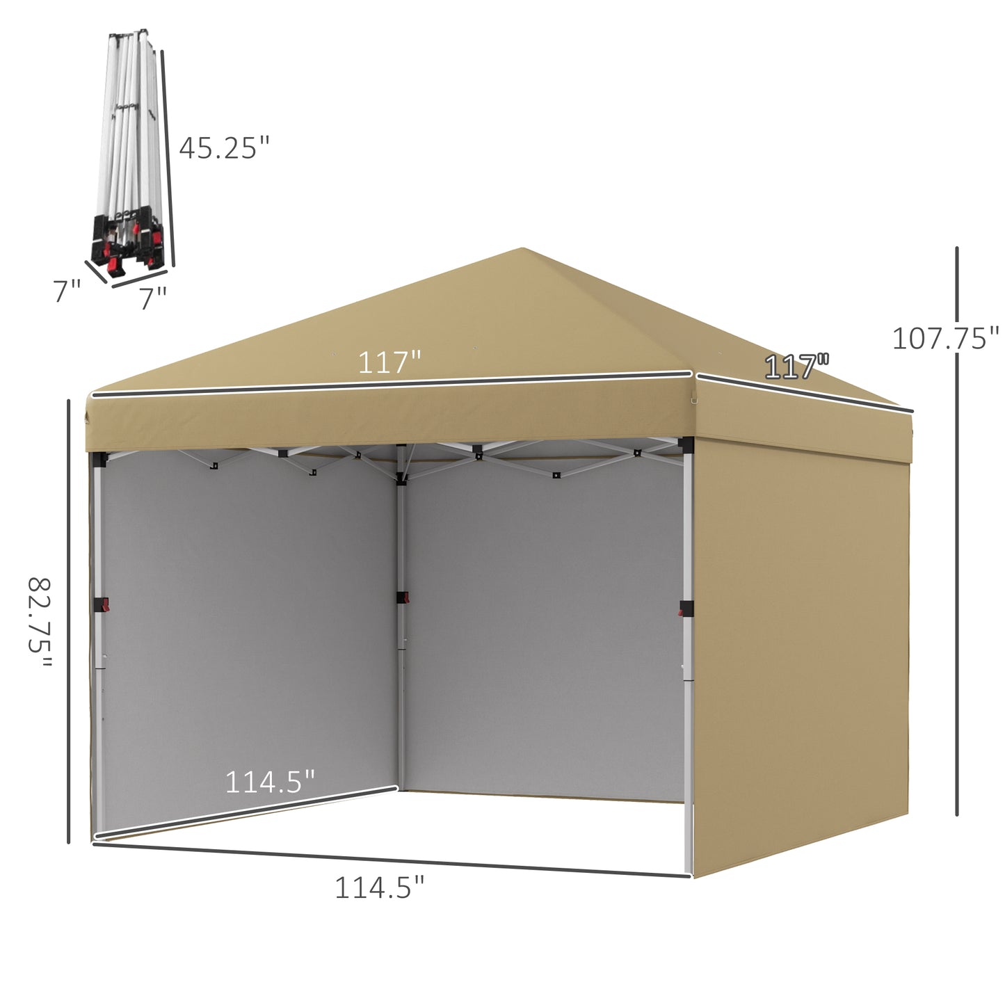 Coolbibila 10' x 10' Pop Up Canopy Tent with 3 Sidewalls, Leg Weight Bags and Carry Bag