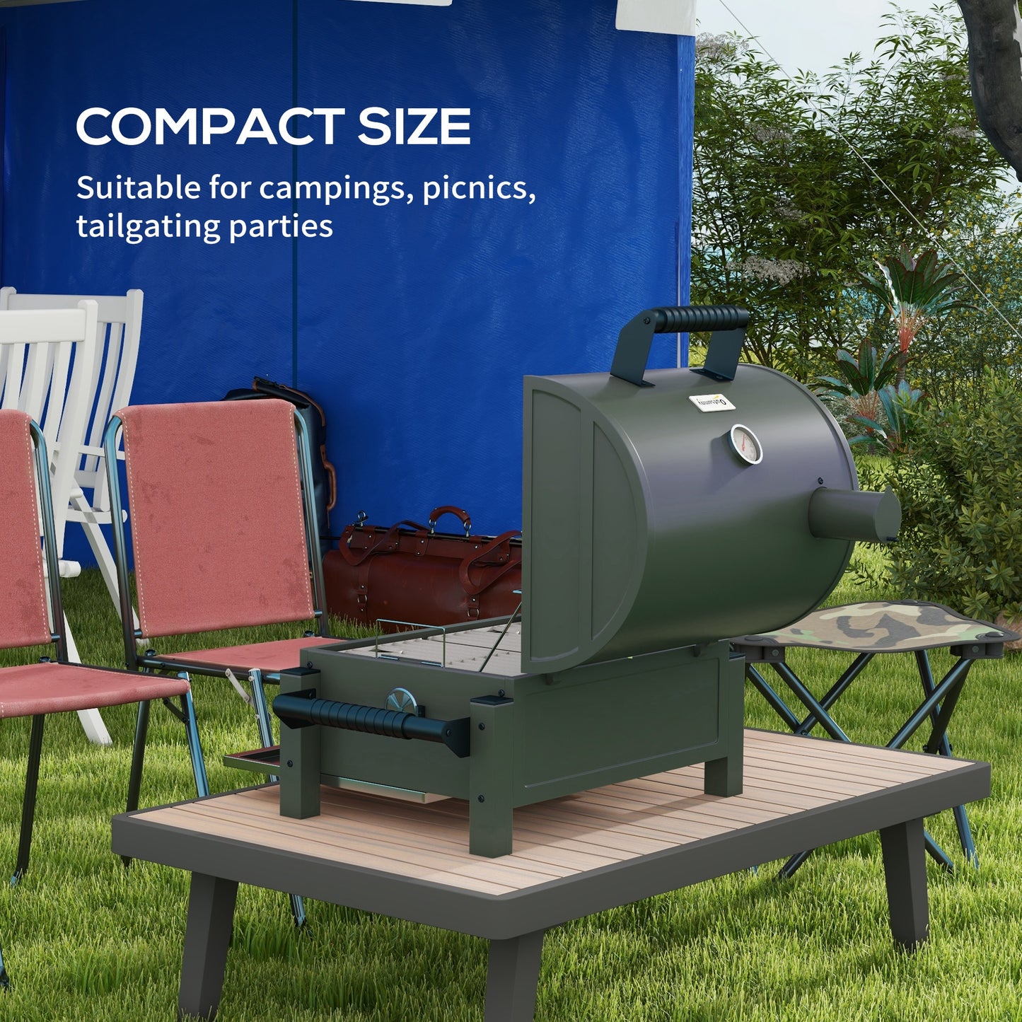 Coolbibila Outsunny Outdoor Barbecue with Ash Catcher and Built-in Thermometer