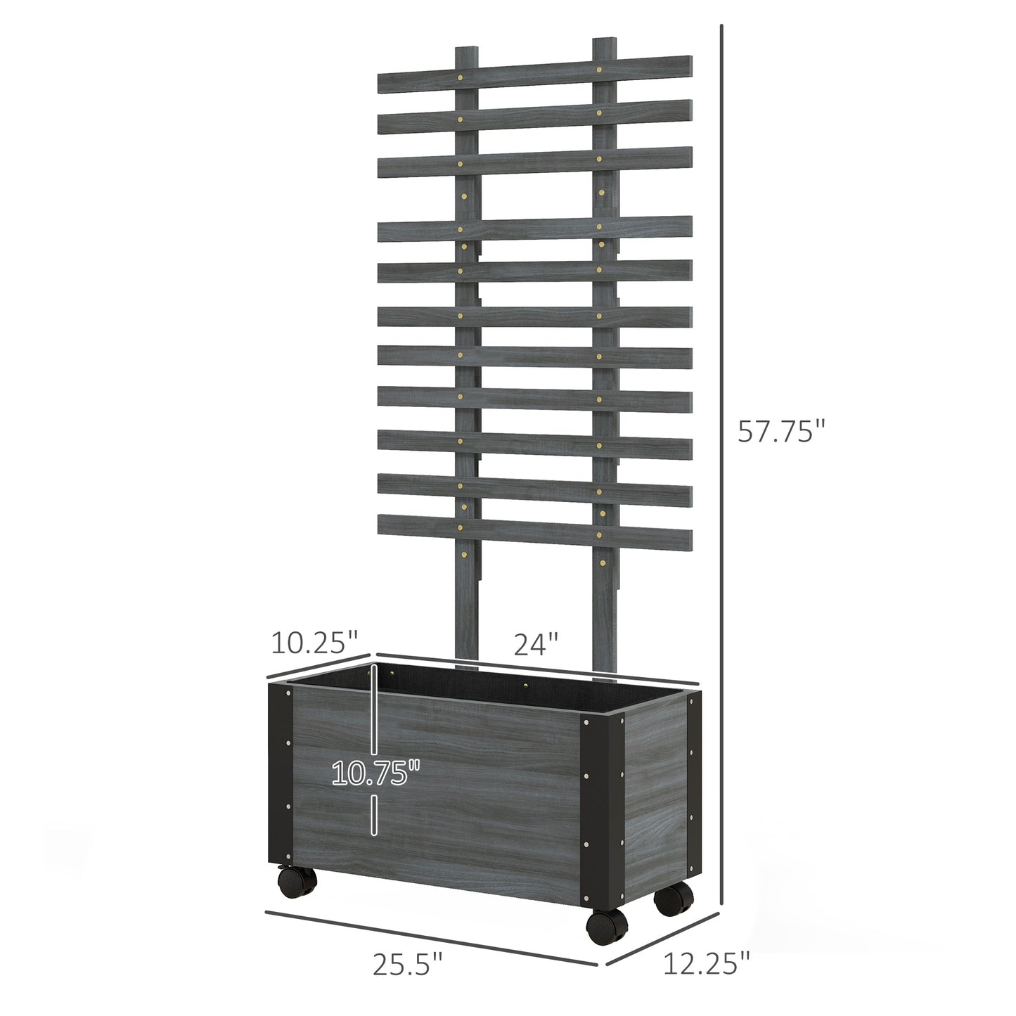 Coolbibila Raised Garden Bed with Trellis, 58" Outdoor Wooden Planter Box