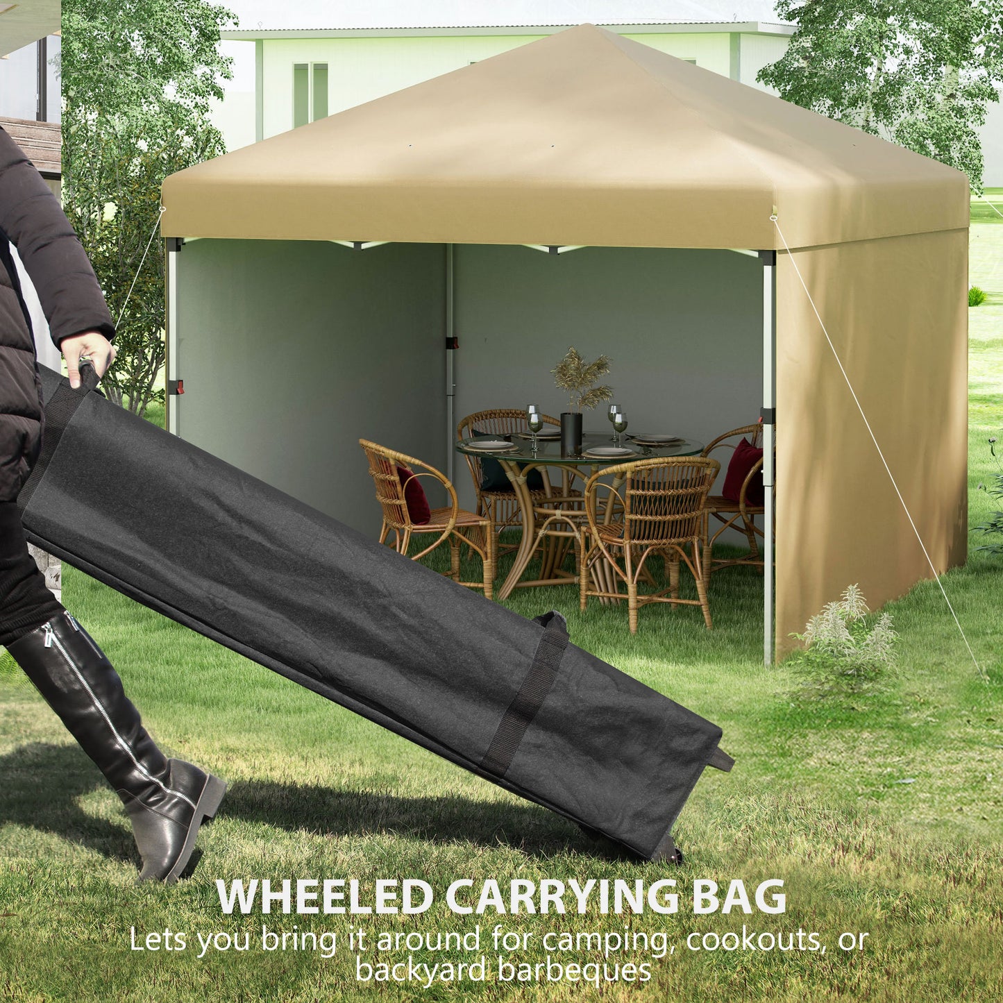 Coolbibila 10' x 10' Pop Up Canopy Tent with 3 Sidewalls, Leg Weight Bags and Carry Bag