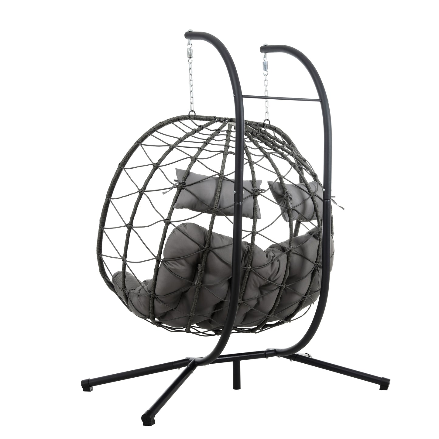 Coolbibila 2 Persons Egg Chair with Stand Indoor Outdoor Swing Chair