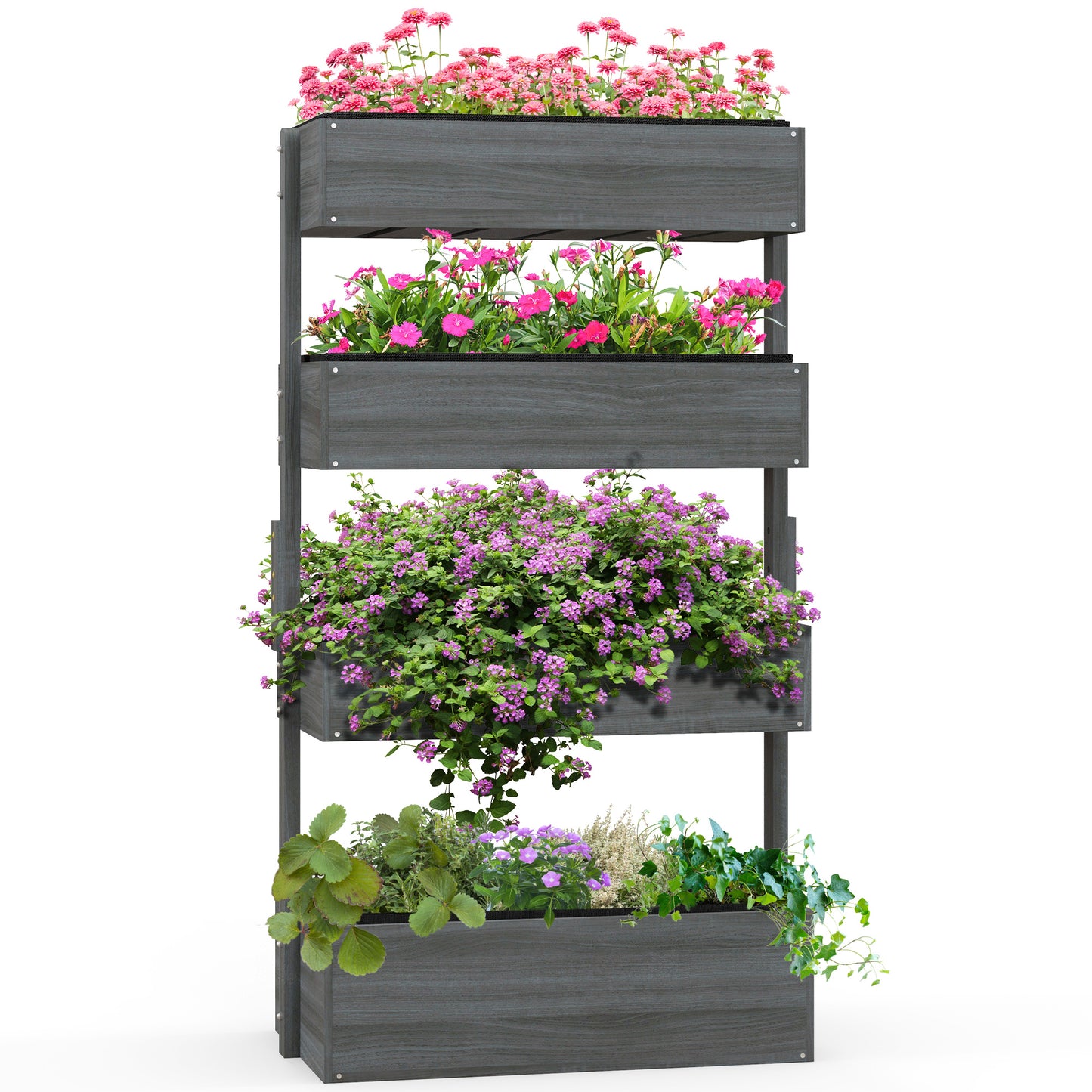 Coolbibila Vertical Garden Planter, Wooden 4 Tier Planter Box