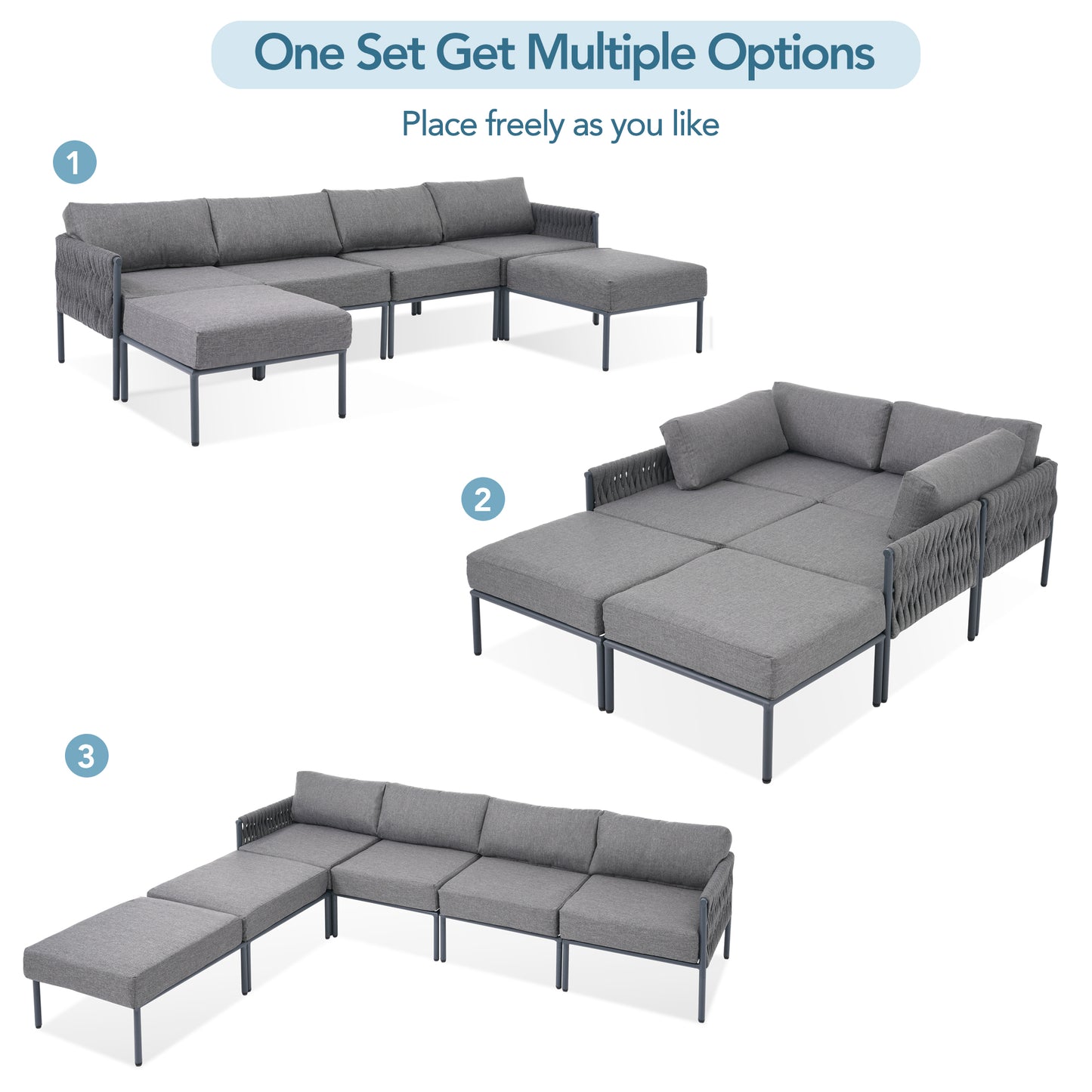 Coolbibila 6-Pieces Aluminum Patio Furniture Se
