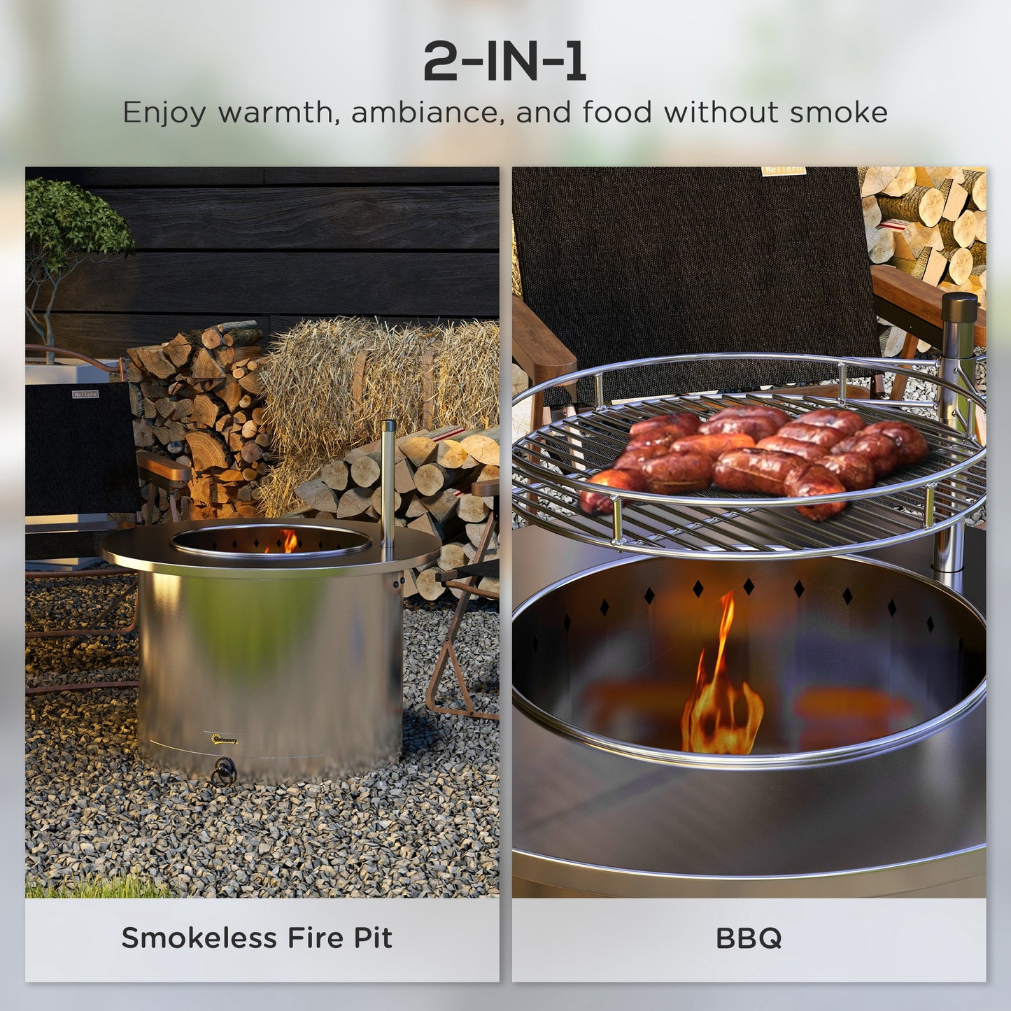 Coolbibila 25" Portable Wood Burning Firepit,Low Smoke Camping Bonfire Stove for Patio Picnic