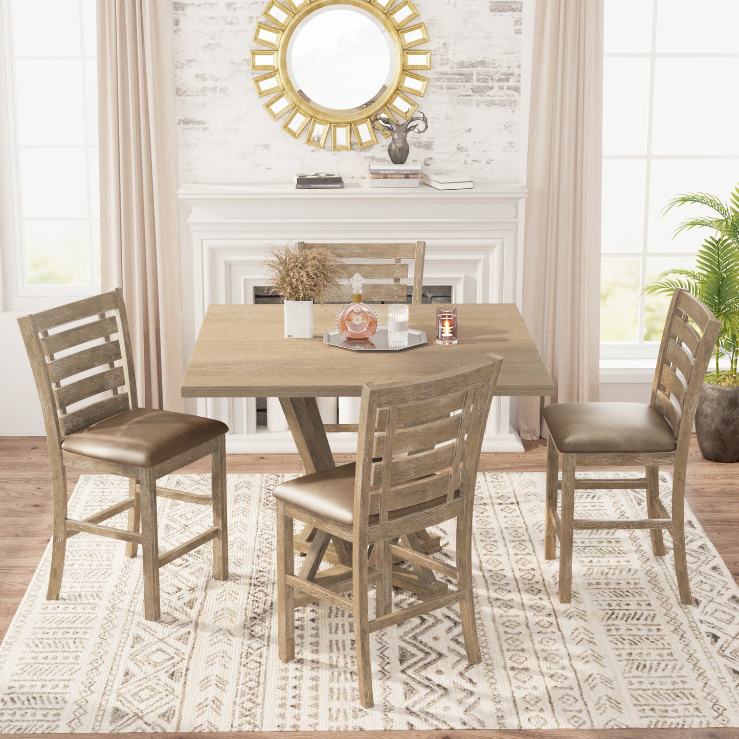 Coolbibila 5pcs set Counter Table Set Square Counter Table
