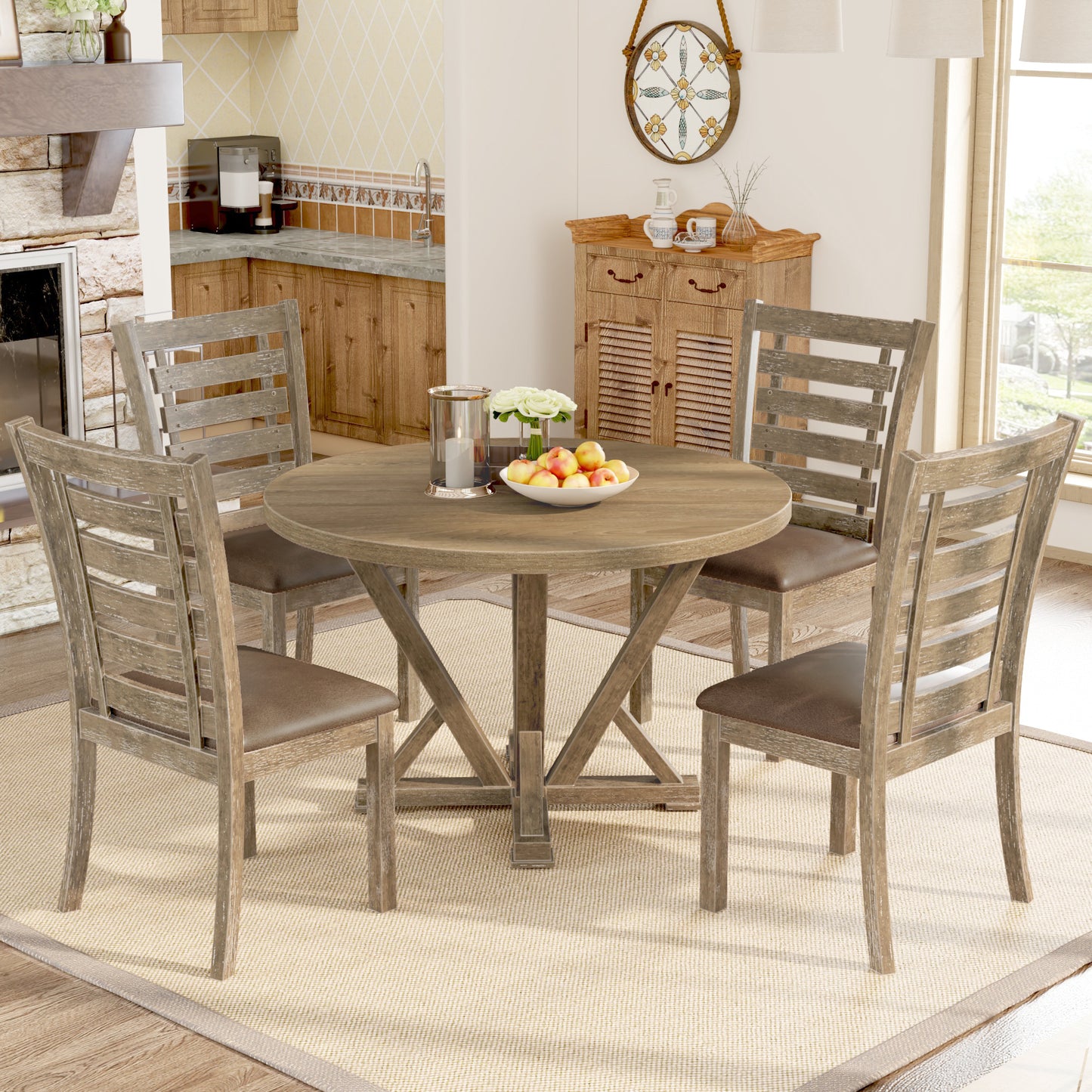 Coolbibila 5pcs Table Set Round Dining