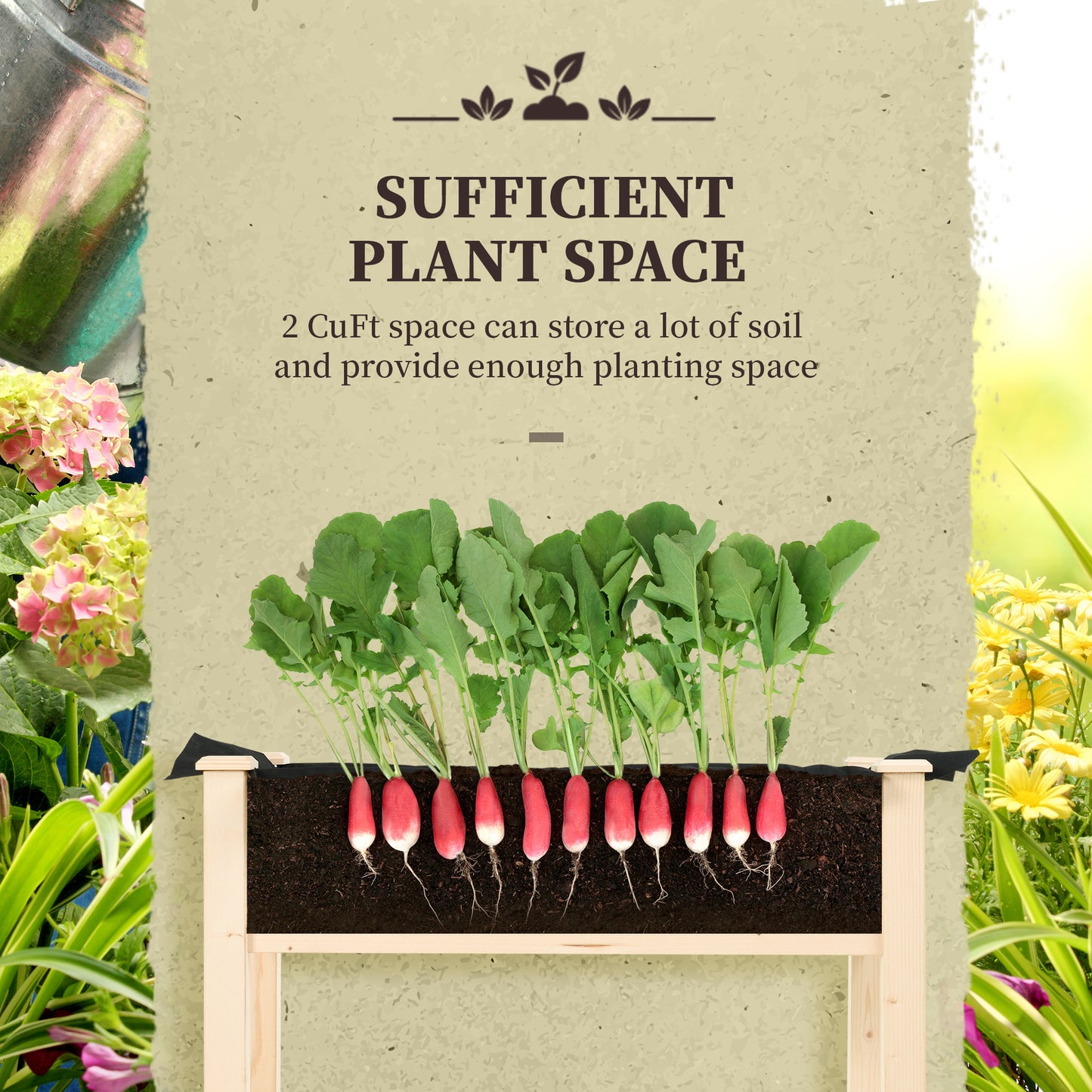 Coolbibla  Raised Garden Bed with Legs, 34" x 18" x 30", Elevated Wooden Planter Box