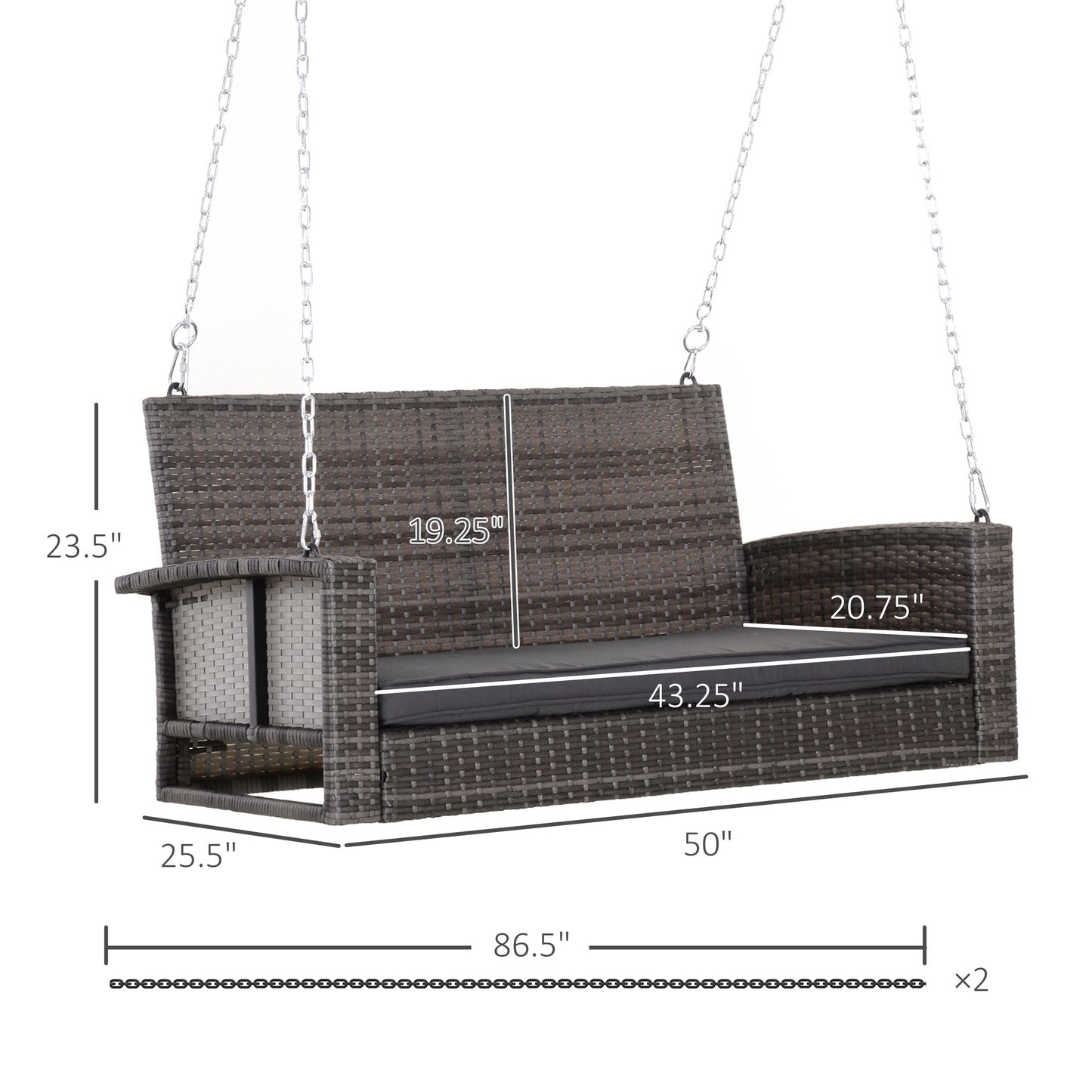 Coolbibila 2 Person Wicker Hanging Swing Bench