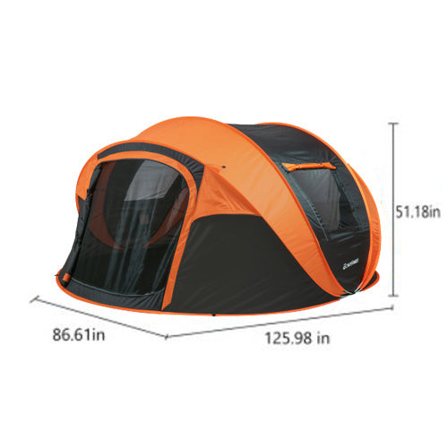 Coolbibila 5-8 Person Black + Orange Pop-Up Camping Boat Tent