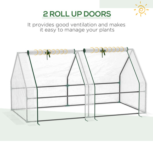 Coolbibila 6' x 3' x 3' Portable Mini Greenhouse Outdoor Garden with Large Zipper Doors and Water/UV PE Cover, White