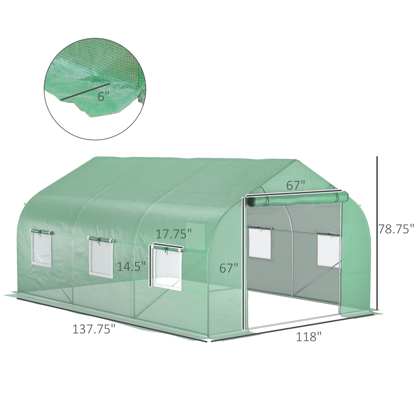 Coolbibila 11.5' x 10' x 7' Walk-in Greenhouse, Tunnel Green House