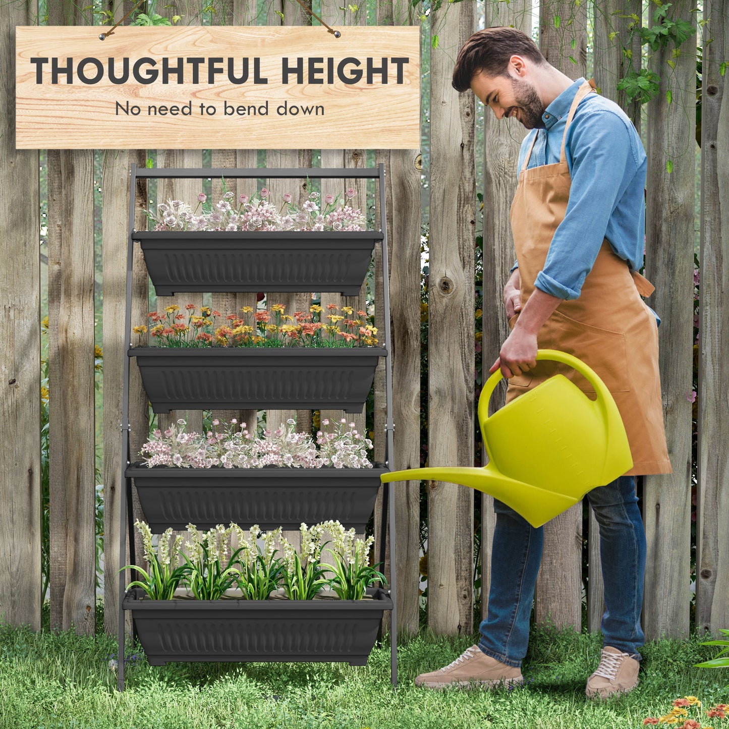 Self Draining Design Elevated Garden for Vegetable, Flowers & Herbs