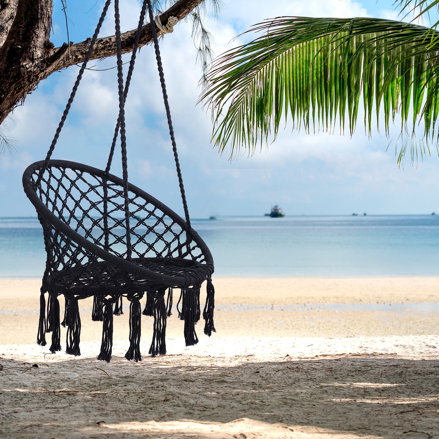 Coolbibila Max 330 Lbs Hanging Cotton Rope Hammock Swing Chair