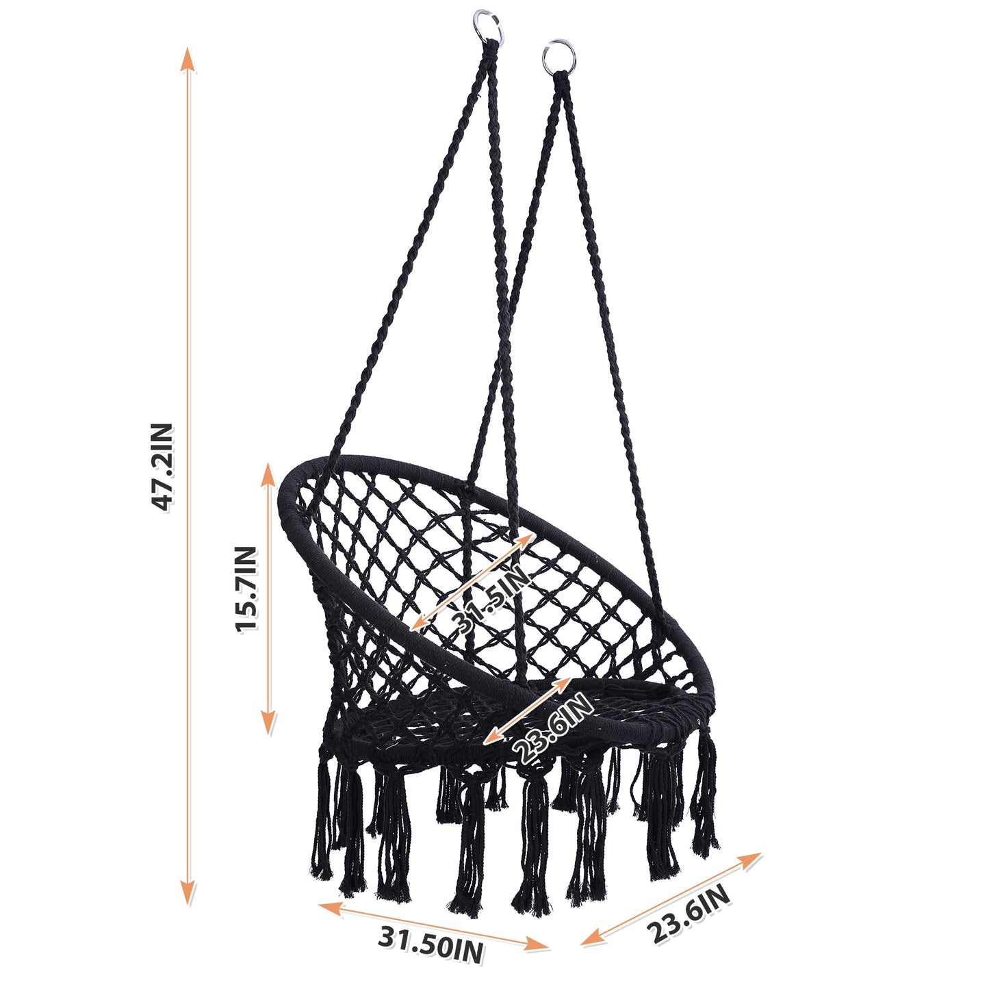 Coolbibila Max 330 Lbs Hanging Cotton Rope Hammock Swing Chair