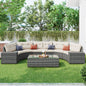 Coolbibila 8-pieces Outdoor Wicker Round Sofa Set, Half-Moon Sectional Sets