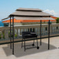 8x4ft Grill Gazebo,metal gazebo with Soft Top Canopy and Steel Frame with hook and Bar Counters,Mushroom fabric