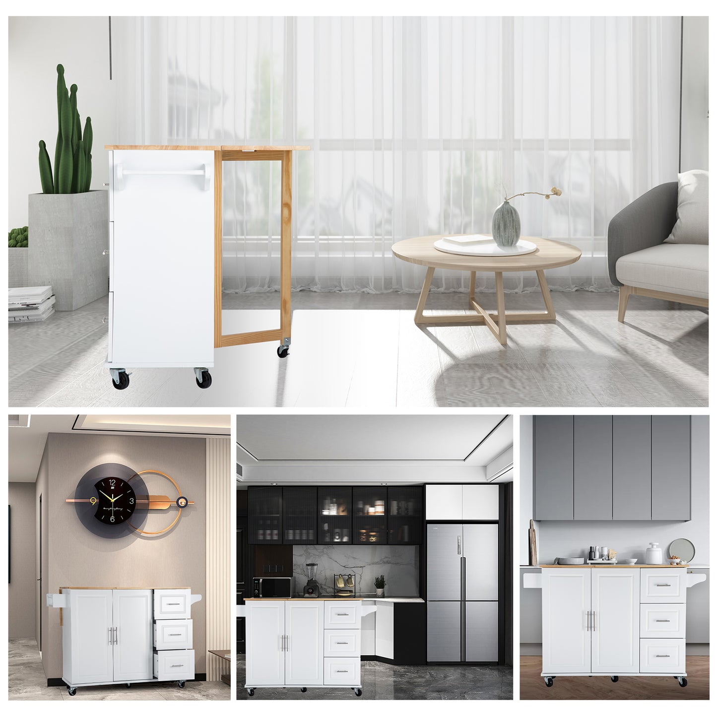 Coolbibila Kitchen Island & Kitchen Cart, Mobile Kitchen Island