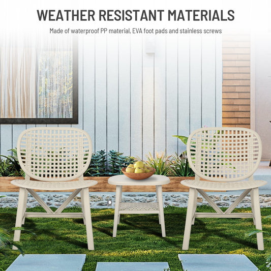 Coolbibila 3 Pieces Hollow Design Retro Patio Table Chair Set