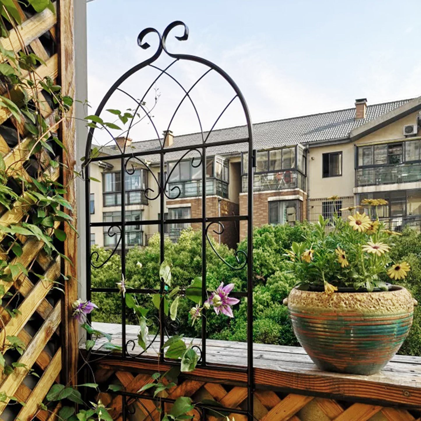 Coolbibila 4 Pack Metal Garden Trellis 71" x 19.7" Rustproof Trellis for Climbing Plants Outdoor Flower Support Black