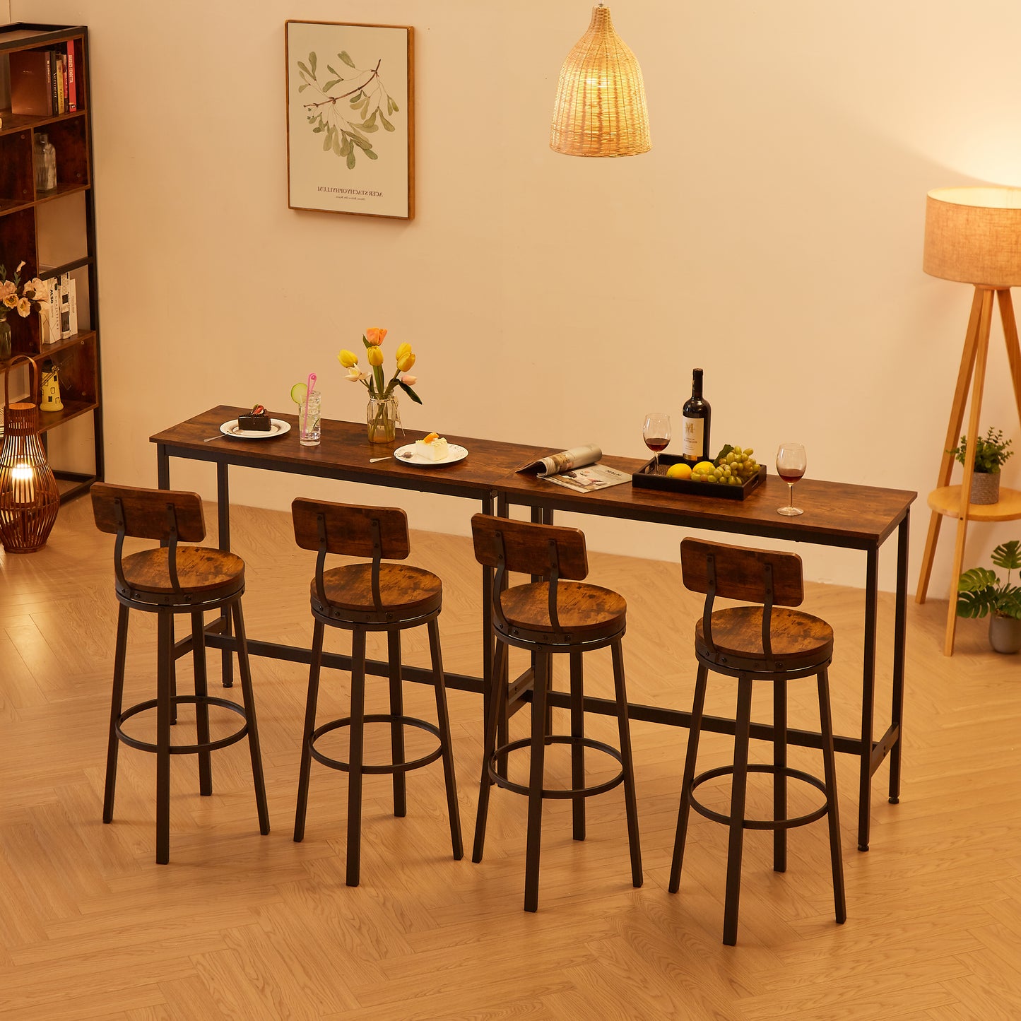 Coolbibila Swivel bar stool set of 2 with backrest