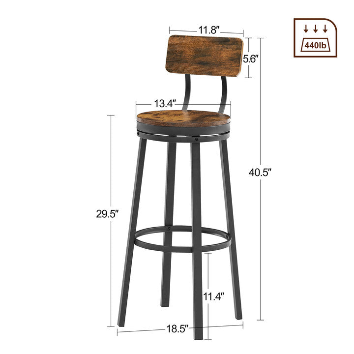 Coolbibila Swivel bar stool set of 2 with backrest