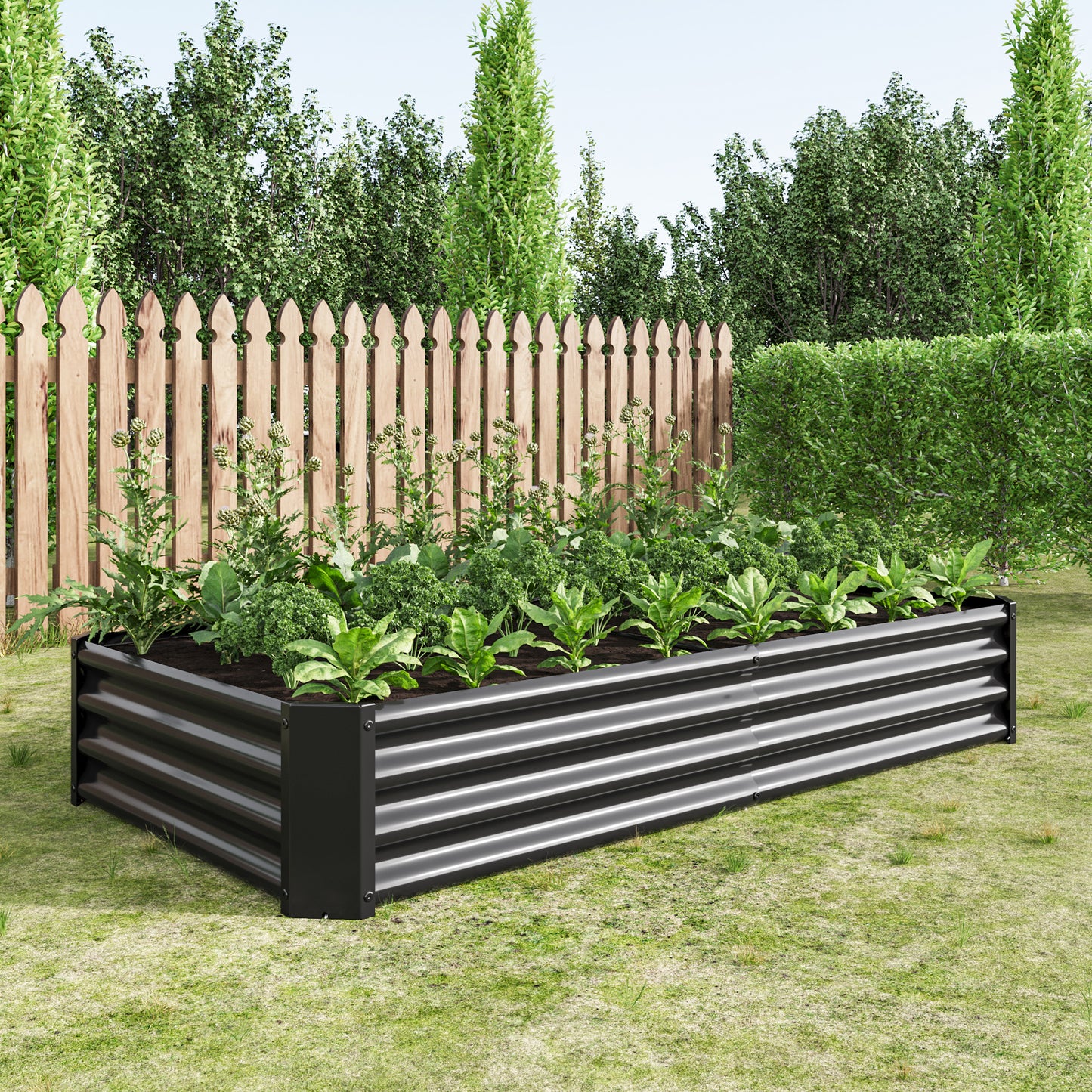 Metal Raised Rectangle Planter Beds for Plants, Vegetables, and Flowers
