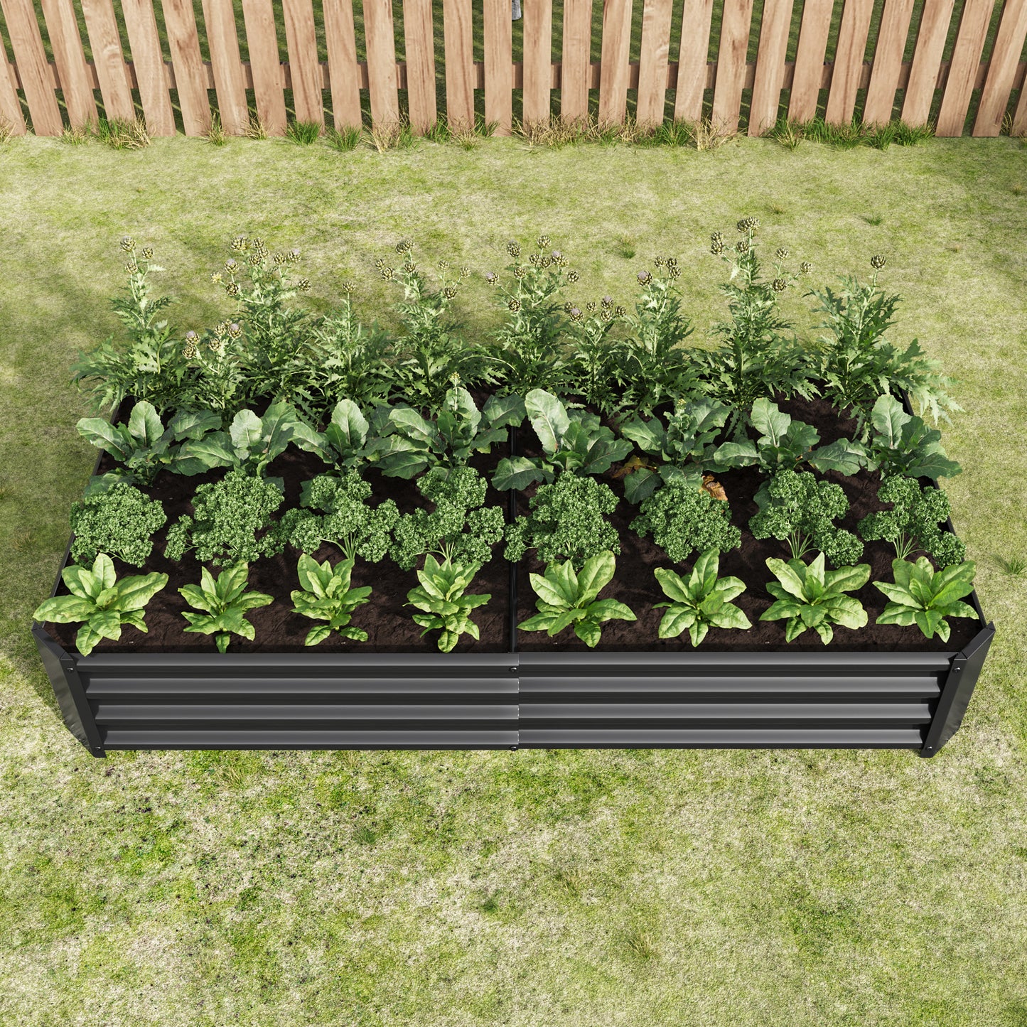 Metal Raised Rectangle Planter Beds for Plants, Vegetables, and Flowers