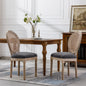 Coolbibila French Style Solid Wood Frame Linen Fabric Rattan Back Dining Chair