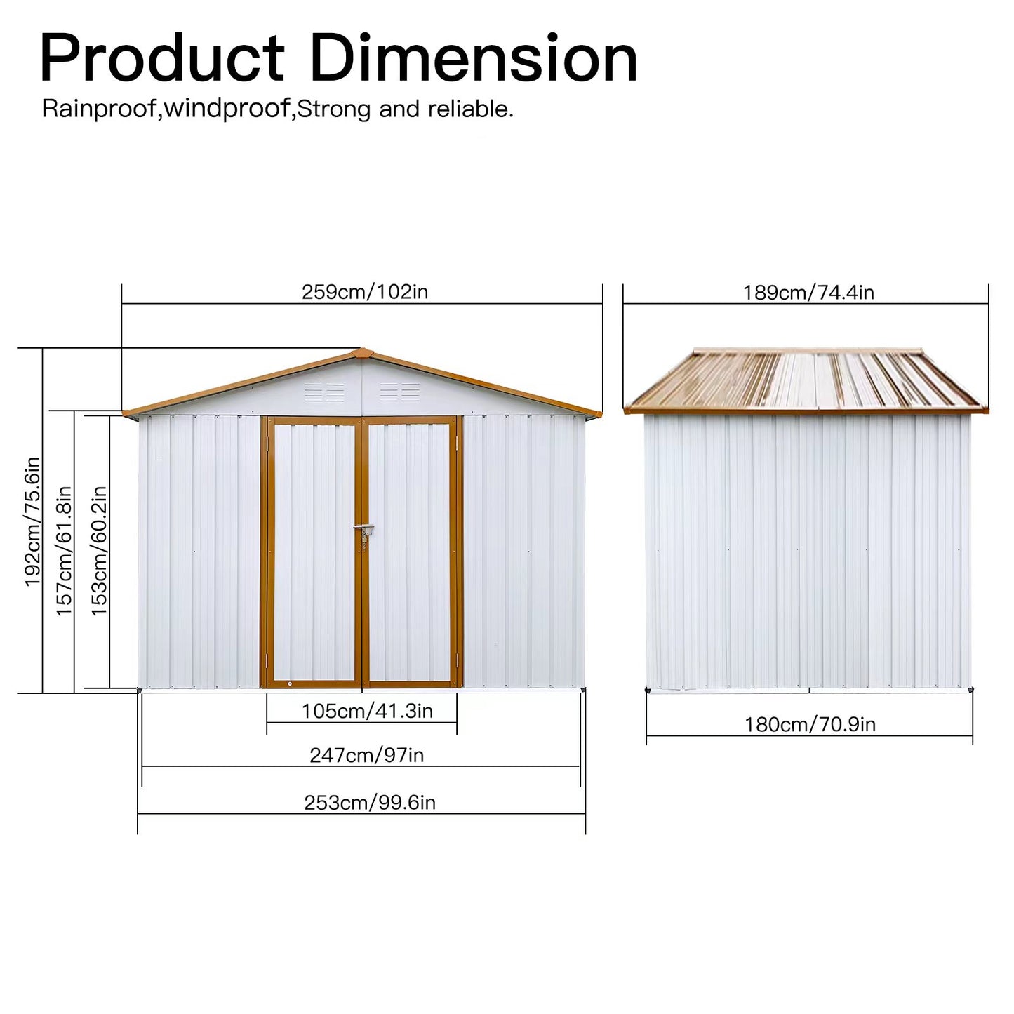Metal garden sheds 6ftx8ft outdoor storage sheds White+YellowCCVB