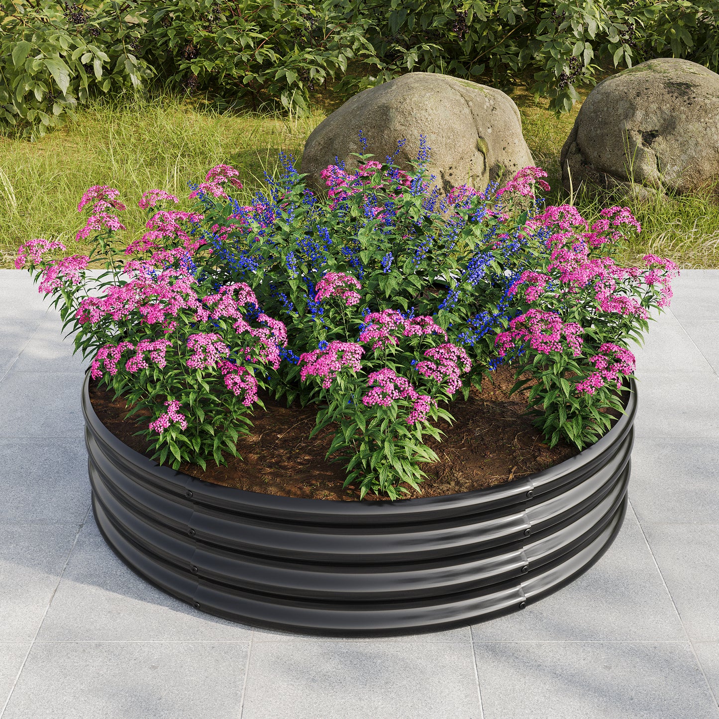 47.24*11.4" Tall Round Raised Garedn Bed,Metal Raised Beds for Vegetables, Outdoor Garden Raised Planter Box, Backyard Patio Planter Raised Beds