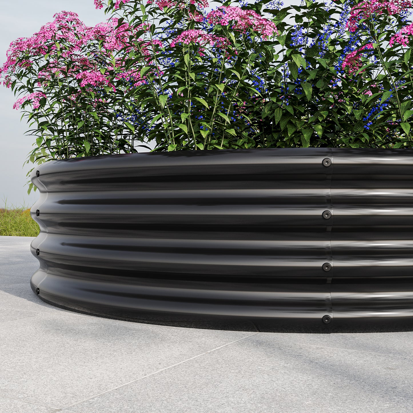 47.24*11.4" Tall Round Raised Garedn Bed,Metal Raised Beds for Vegetables, Outdoor Garden Raised Planter Box, Backyard Patio Planter Raised Beds