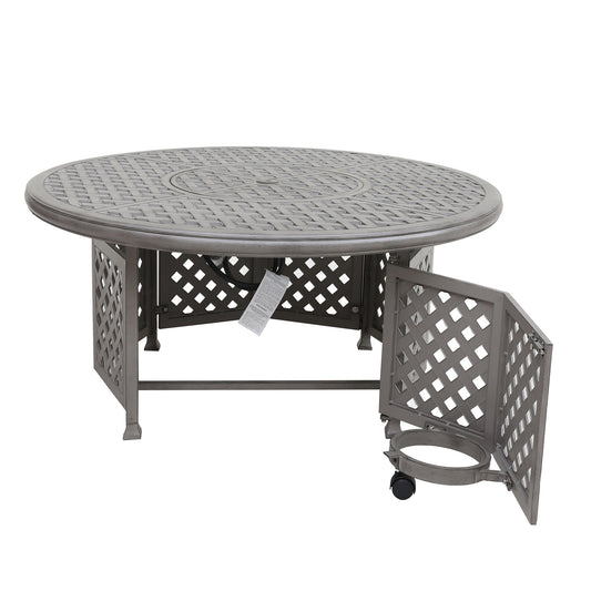 Coolbibila Cast Aluminum Propane Gas Firepit Table, Chat Height