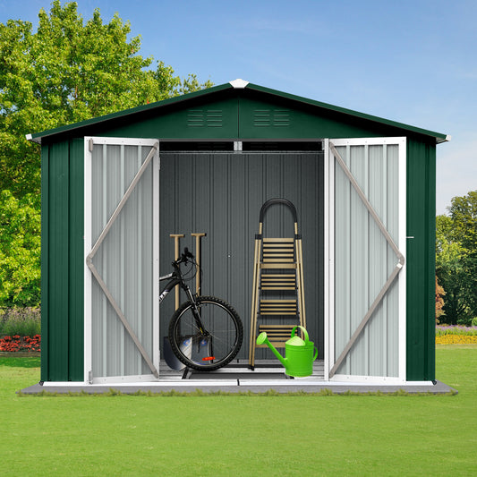Metal garden sheds 6ftx8ft outdoor storage sheds Green+White