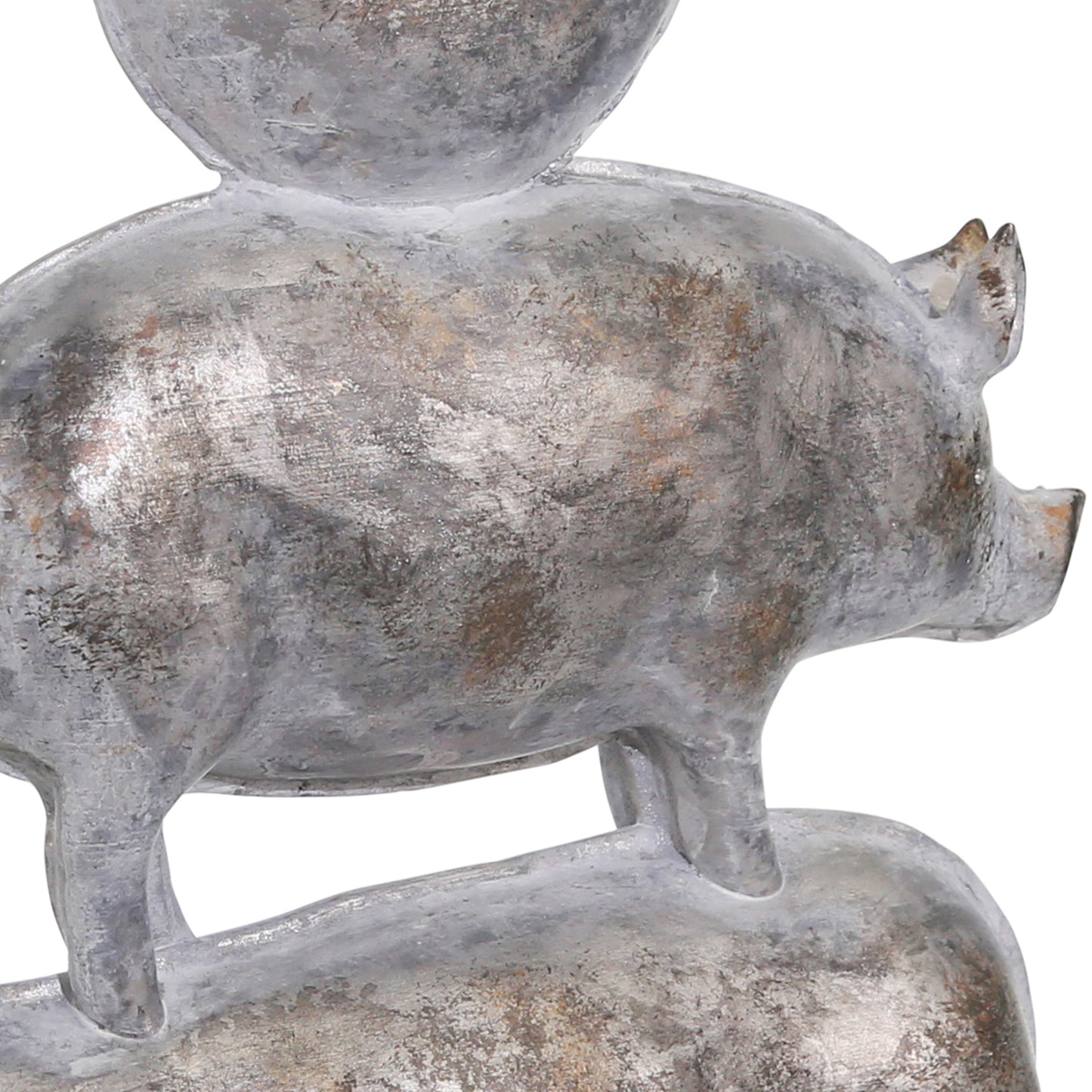 Decorative Polyresin Sculpture with Stacked Animals, White and Bronze