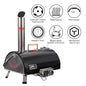 Black Pizza Oven Outdoor 12" Automatic Rotatable Pizza Ovens Portable Stainless Steel Wood Fired Pizza Oven Pizza Maker with Built-in Thermometer Pizza Cutter Carry Bag