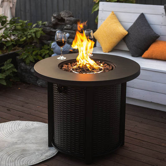 Coolbibila 30inch Propane Round Fire Table 40000BTU Propane Fire Pit Table